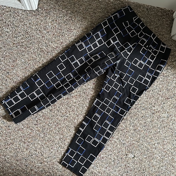 Alfani Black Blue & White Square Pattern Slim Fitting Pants - Picture 5 of 5